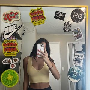 yellow low cut tank top